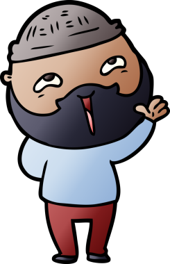 Bir insan tarafından çizilmiş mutlu sakallı bir adam.