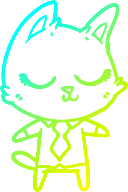 Bir insan tarafından çizilmiş sakin bir çizgi film kedisinin soğuk eğim çizgisi.