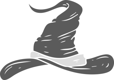 Bir insan tarafından çizilmiş düz renk çizgi film büyücüleri şapkası