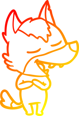 Bir insan tarafından çizilmiş gülen bir kurt çizgi çizimi.