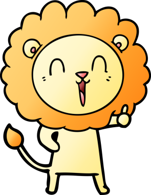 Bir insan tarafından çizilmiş gülen aslan çizgi filmi.