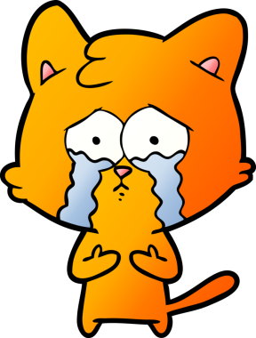 Bir insan tarafından çizilmiş ağlayan kedi çizgi filmi.