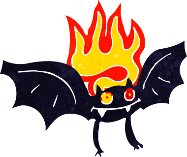 Bir insan tarafından çizilmiş vampir yarasa çizgi filmi.