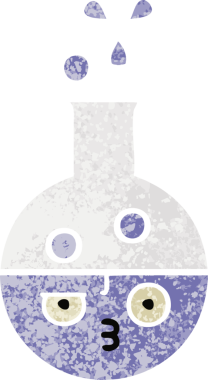 Bir insan tarafından çizilen test tüpünün retro çizim stili karikatürü