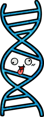 Bir insan tarafından çizilmiş DNA ipliğinin retro grunge desen karikatürü