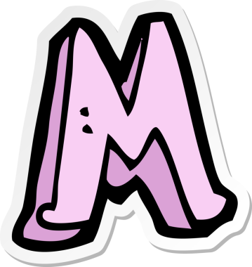 Bir insan tarafından çizilmiş M harfinin çıkartması.