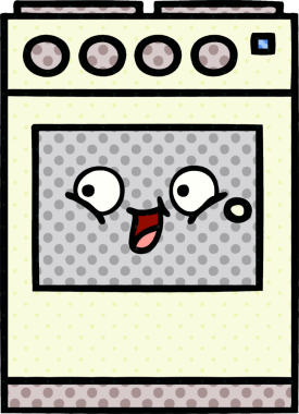 Bir insan tarafından çizilmiş mutfak fırınının çizgi romanı.