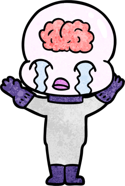 Bir insan tarafından çizilmiş koca beyinli bir uzaylı ağlaması.