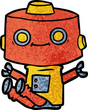 Bir insan tarafından çizilmiş çizgi film robotu