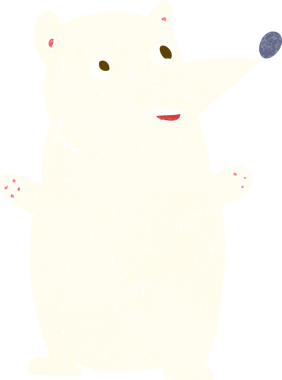 Bir insan tarafından çizilmiş komik bir kutup ayısı.