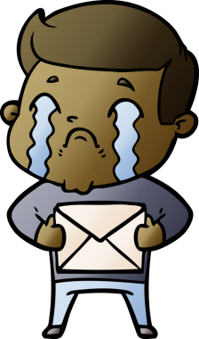 Bir insan tarafından çizilmiş ağlayan çizgi film adamı.