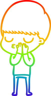 Gökkuşağı gradyan çizgi çizimi bir insan tarafından çizilmiş sakin bir çocuk