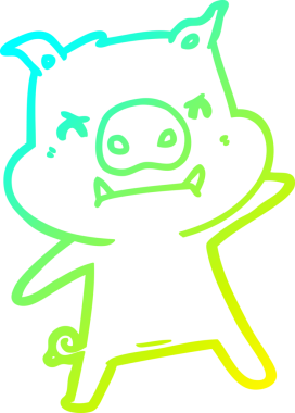 Bir insan tarafından çizilmiş kızgın çizgi film domuzu çizimi.