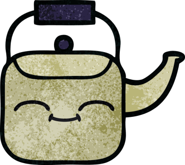 Bir insan tarafından çizilmiş eski grunge desenli bir çaydanlık.