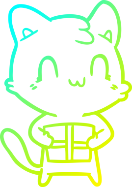 Bir insan tarafından çizilen mutlu çizgi bir kedinin soğuk gradyan çizimi