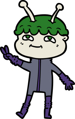 Bir insan tarafından çizilmiş dost canlısı çizgi film uzay adamı.