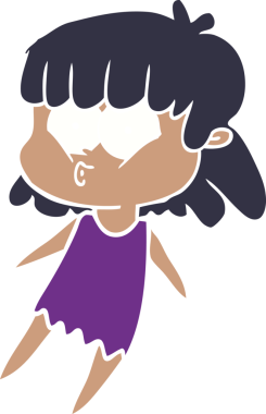 Bir insan tarafından çizilmiş düz renkli bir karikatür.