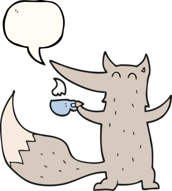 Bir insan tarafından çizilmiş kahve fincanı ile serbest konuşma balonu karikatürü.