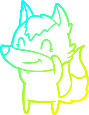 Bir insan tarafından çizilmiş dost canlısı bir kurt çizgi çizimi.