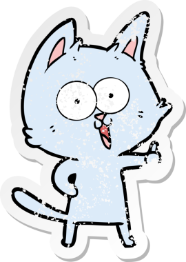 Bir insan tarafından çizilmiş komik bir çizgi film kedisinin sıkıntılı çıkartması.