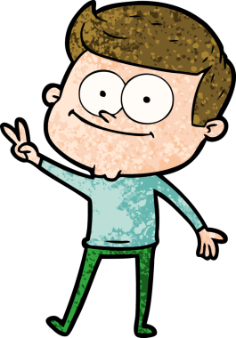 Bir insan tarafından çizilmiş mutlu bir adam.