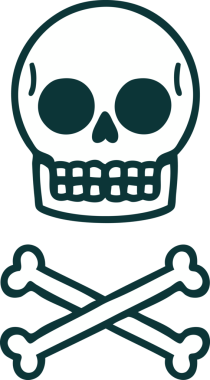 Bir insan tarafından çizilmiş bir kafatasının ikonik dövme şekli