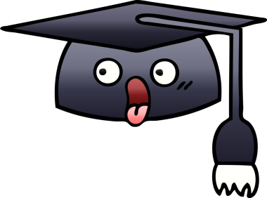 Bir insan tarafından çizilmiş mezuniyet şapkasının gölgeli çizgi filmi.