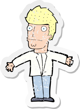 Bir insan tarafından çizilmiş, kafası karışmış bir çizgi filmin gerilimli çıkartması.