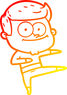 Bir insan tarafından çizilmiş, mutlu bir adamın çizgi film çizimi.