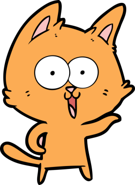 Bir insan tarafından çizilmiş komik çizgi film kedisi.