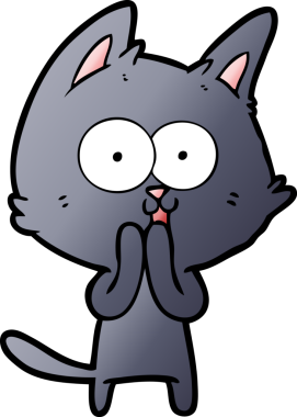 Bir insan tarafından çizilmiş komik çizgi film kedisi.