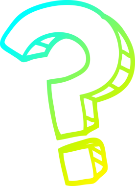 Bir insan tarafından çizilen soru işaretinin soğuk gradyan çizgisi