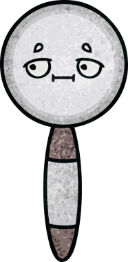 Bir insan tarafından çizilmiş bir büyüteçin retro grunge desen karikatürü