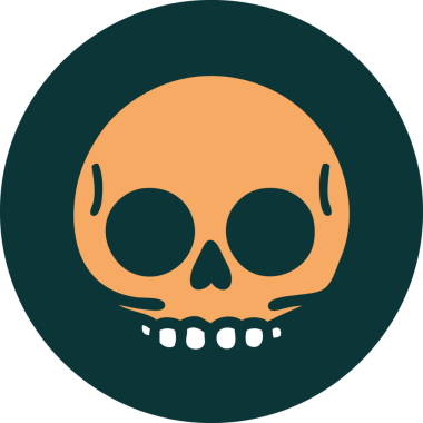 Bir insan tarafından çizilmiş bir kafatasının ikonik dövme şekli