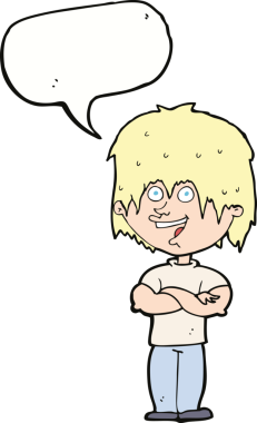 Bir insan tarafından çizilmiş konuşma balonlu mutlu adam çizgi filmi.