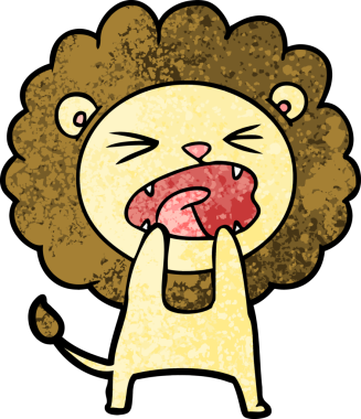 Bir insan tarafından çizilmiş kızgın aslan çizgi filmi.