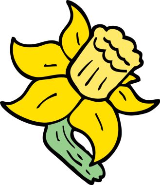 Bir insan tarafından çizilmiş karalama tarzı nergis.