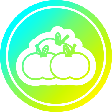 Bir insan tarafından çizilmiş serin eğimli elma dairesel simgesi yığını