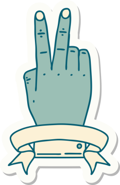 Zafer el hareketinin çıkartması. Bir insan tarafından çizilmiş bayrak.