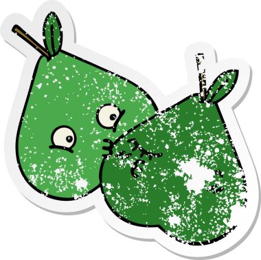 Bir insan tarafından çizilmiş şirin bir armutun sıkıntılı çıkartması.