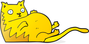 Bir insan tarafından çizilmiş serbest çizim şişman kedi.