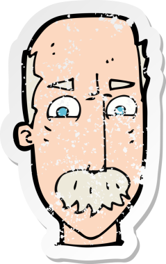 Bir insan tarafından çizilmiş eski bir karikatür çıkartması.