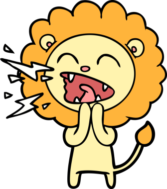 Bir insan tarafından çizilmiş kükreyen aslan çizgi filmi.
