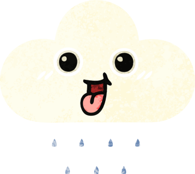 Bir insan tarafından çizilmiş yağmur bulutunun retro çizim tarzı karikatürü