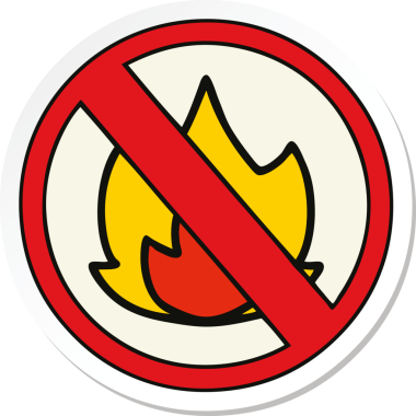 Sevimli bir çizgi filmin çıkartması. Ateş yakmak yasak. Bir insan tarafından çizilmek yasak.