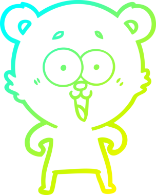 Bir insan tarafından çizilmiş gülen oyuncak ayı çizgi filmi.