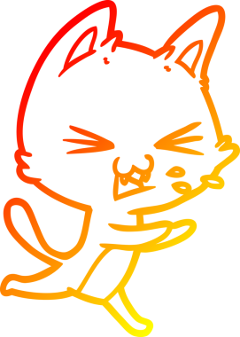 Bir insan tarafından çizilmiş çizgi film kedisinin sıcak çizgi çizimi