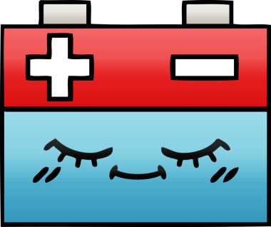 Bir insan tarafından çizilmiş bir araba aküsünün gölgelenmiş karikatürü