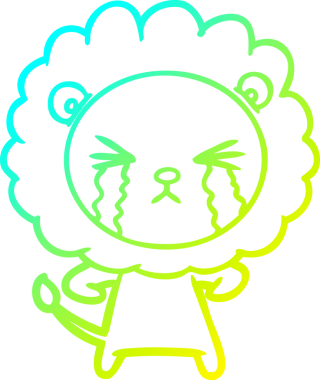 Bir insan tarafından çizilmiş ağlayan aslanın soğuk gradyan çizgisi