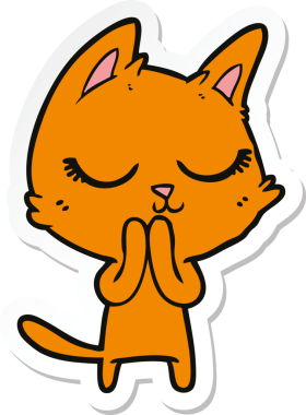 Bir insan tarafından çizilmiş sakin bir çizgi film kedisinin çıkartması.